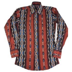 VTG Panhandle Slim Pearl Snap Shirt Mens S Western Aztec Southwest Pockets